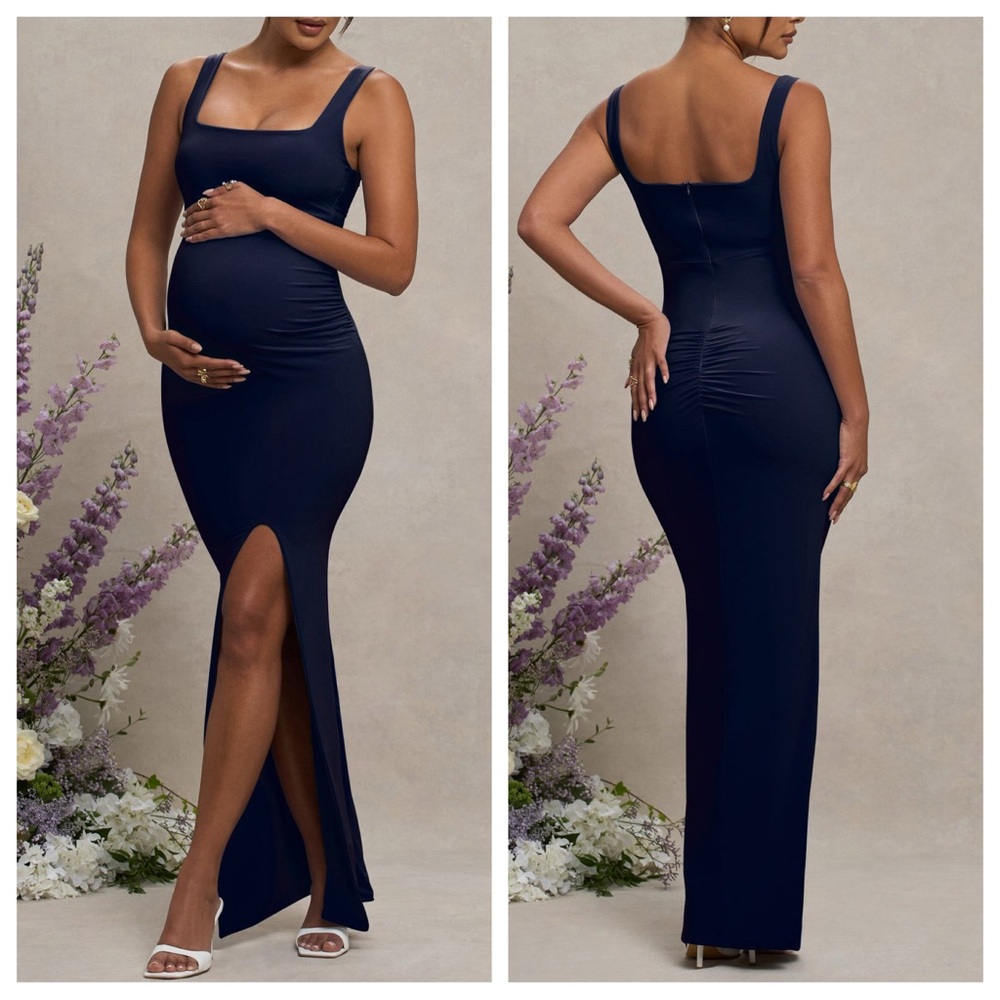 Club L London Avril Navy Blue Maternity Dress